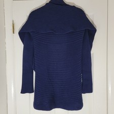 Ralph Lauren Black Label Navy Blue Cotton Cocoon Cardigan Sweater Ribbed Sz S
