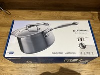 BNIB - Le Creuset 18cm 3-Ply Stainless Steel Saucepan with Lid & Helper Handle