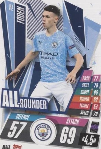 Phil Foden 2020-21 Topps Chrome Sapphire Edition UEFA Champions