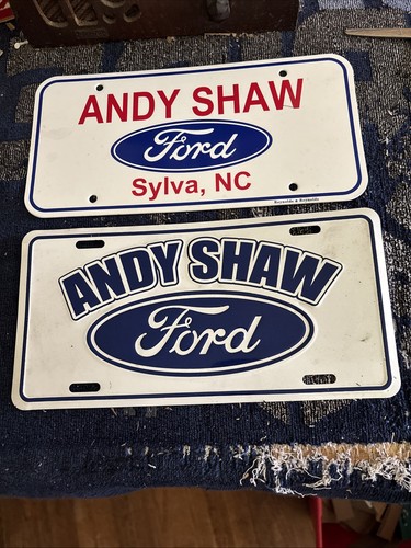 Metal Plastic Dealership License Plate Andy Shaw Ford Sylva NC Lot Of 2