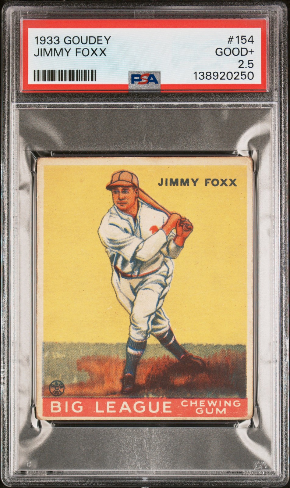 1933 GOUDEY #154 JIMMY FOXX PSA 2.5