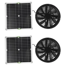 Solar Fan, 2pcs 100W Solar Panel Fan Ventilation Fan Kit, Round Ventilation E...