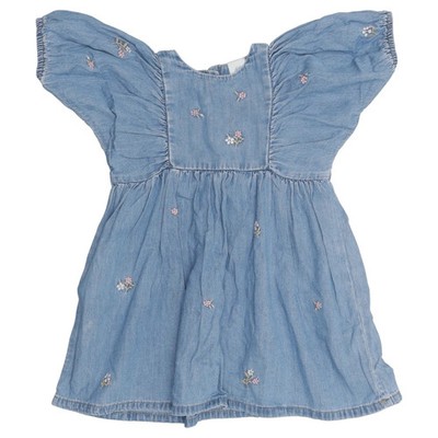 H&M, Jeanskleid, Größe: 86, Blau/Mehrfarbig, Baumwolle, Blumen, Denim #VfA