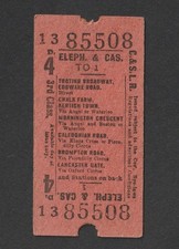 VINTAGE 30s CITY & SOUTH LONDON RAILWAY ELEPHANT & CASTLE - TOOTING TRAIN TICKET