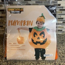 NEW Child Pumpkin Costume By Spooktacular Creations-Small 5-7 W/Hat  Candy Bag