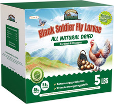 5LB Dried Black Soldier Fly Larvae for Chickens Treats Bulk, Non GMO BSF Larvae