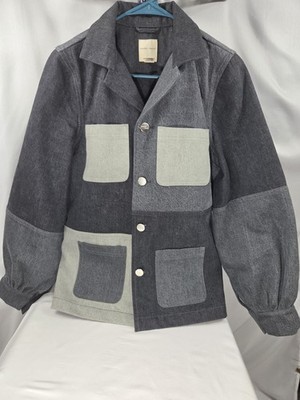 Seventy + Mochi STAR-CHORE-JKT Gray Colorblock Chore Jacket Pockets US 4 Organic