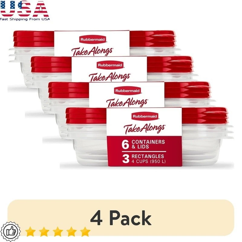 Red Food Storage Containers 3 Pack Stackable Leak Proof Microwave Safe New