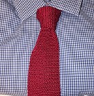 Vtg Lands' End Tie Mens Red 100% Silk Knit Italy Made Textured Preppy Retro