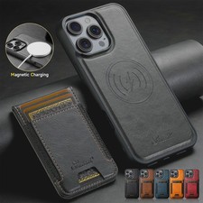 Magnetic Card Wallet Case For iPhone 16 15 14 13 12 Pro Max MagSafe Stand Cover