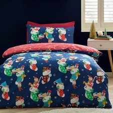 Christmas Elves Navy Bedding Reversible Duvet Cover Set By Catherine Lansfield