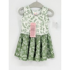 Baby Girls Ballerina Skater Twirl Skirt Dress Green Botanical Dress 6-12M New
