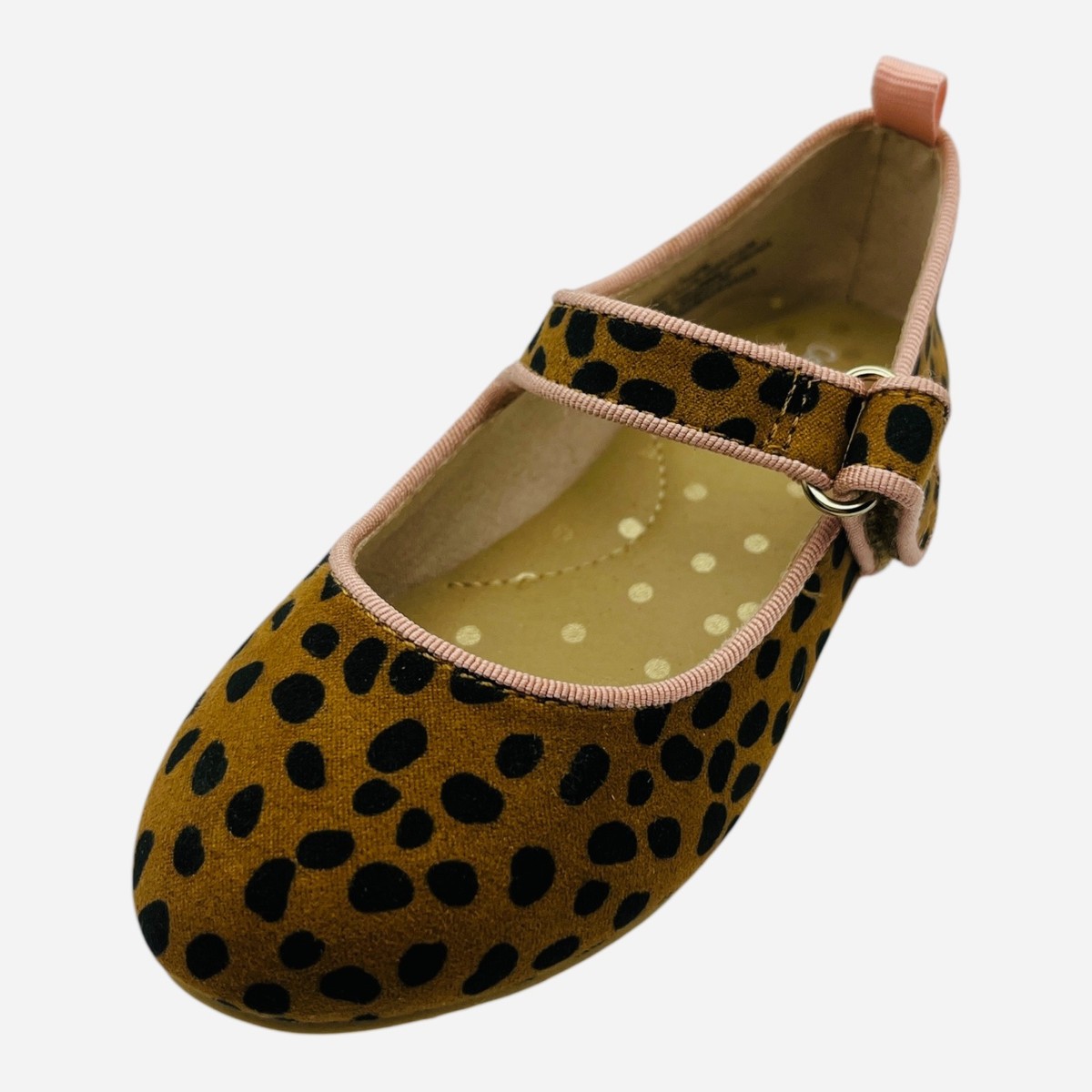Toddler Girls Brown Leopard Print Mary Jane Flats Strap Shoes Pink