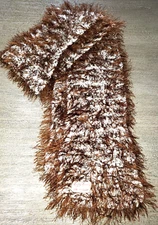 women WHITE BROWN HAIRY SCARF 60 inch long SOFT WARM @@
