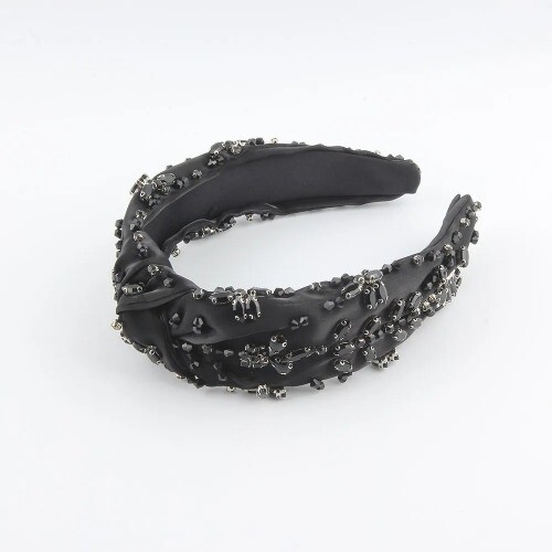 New Luxury Bohemian Hair Accessories Headband Pink Crystal Bow Hairband Headwear - Imagen 4 de 22