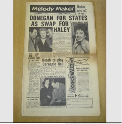 MELODY MAKER 1956 DECEMBER 8 LONNIE DONEGAN TED HEATH VICTOR FELDMAN LENA HORNE