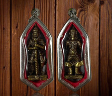 Statua Dio Gigante Wessuwan Cassa Acciaio Ciondolo Talismano Buddha Thailandese Amuleto