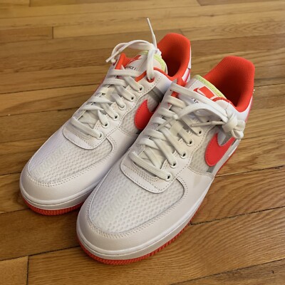 Nike Air Force 1  07 LV8 1 Shoe White Bright Crimson CI0060 102 Men's Size 8