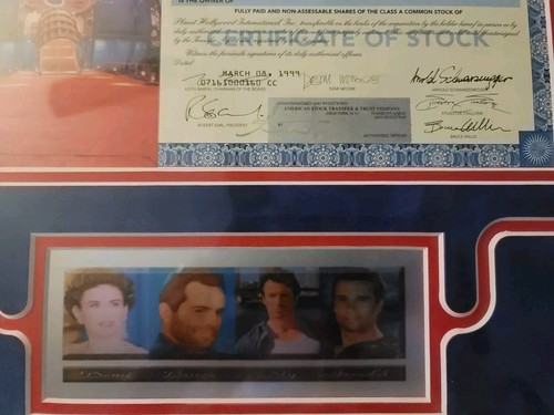 Planet Hollywood Stock Certificate 1 Share,VF,Demi,Bruce,Arnold,Sly,1999 Rare!! - Picture 2 of 3