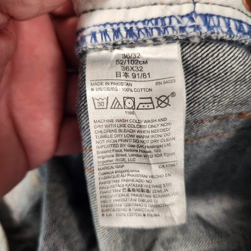 Gap Jeans Mens W36 L32 Blue SLIM Straight 1969 Denim ZIP Fly - Picture 10 of 14