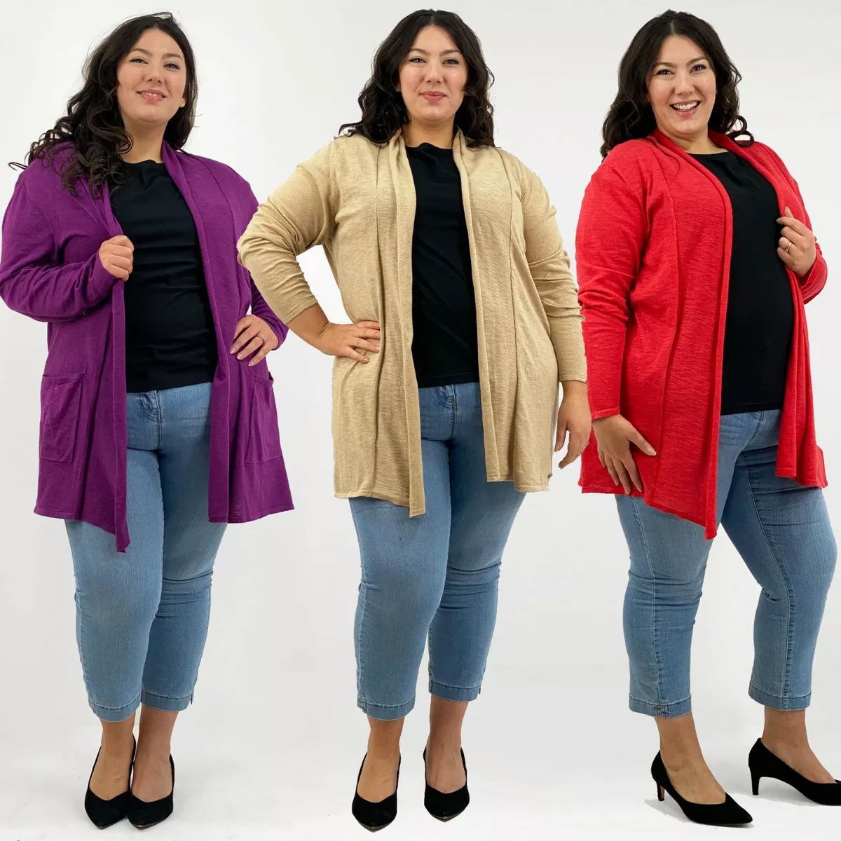 Womens Sheego Plus Size Soft Cotton Edge to Edge Cardigan Size 14 28