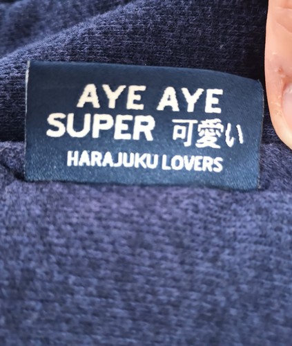 Harajuku Lovers Aye Super Hoodie Youth Sz 8 Embroidered Logo Navy Blue Full-Zip - Picture 9 of 21