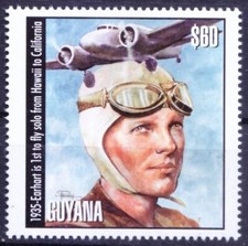Guyana 2001 MNH, 1935 Amelia Earhart 1st to fly Hawaii to California  [OS]