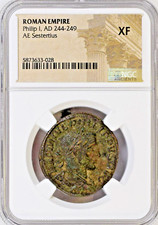 244-249 AD Roman Empire AE Sestertius NGC XF EF Extra Fine Graded Ancient Coin