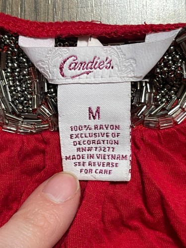 Candie’s Tank Top, Girl's Size Medium, Red, Beads, Sleeveless - Picture 8 of 10