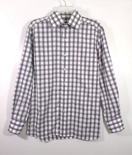 TOM FORD White/Black Check Long Sleeve Cotton Dress Shirt Size 44 / 17.5