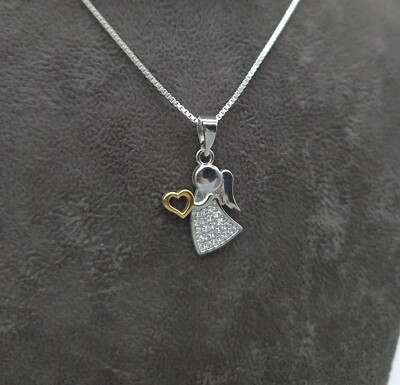 Engel Silber Halskette Damen Kette Schutzengel Anhänger Frauen Schmuck Geschenk