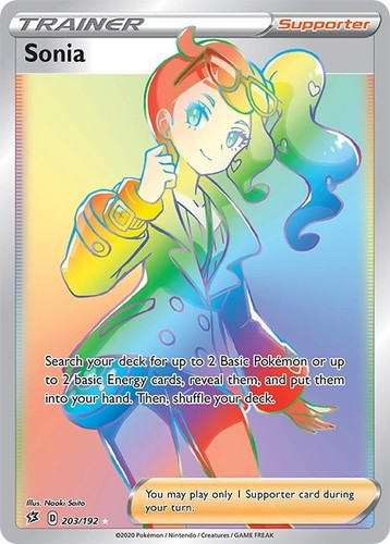 sonia pokemon card rainbow rare Sonia (Secret) Rainbow Rare 203/192 Full Art Trainer Rebel Clash Pokmon NM
