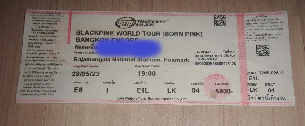 2023 Blackpink World Tour Born Pink Bangkok Encore Concert Ticket Stub Thailand