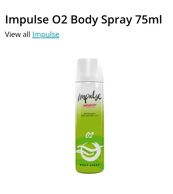 Impulse O2 Body Spray brand new UK