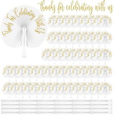 Pinkunn 120 Wedding Favors Fans Wedding Handheld Folding Fans Bulk Thanks for...