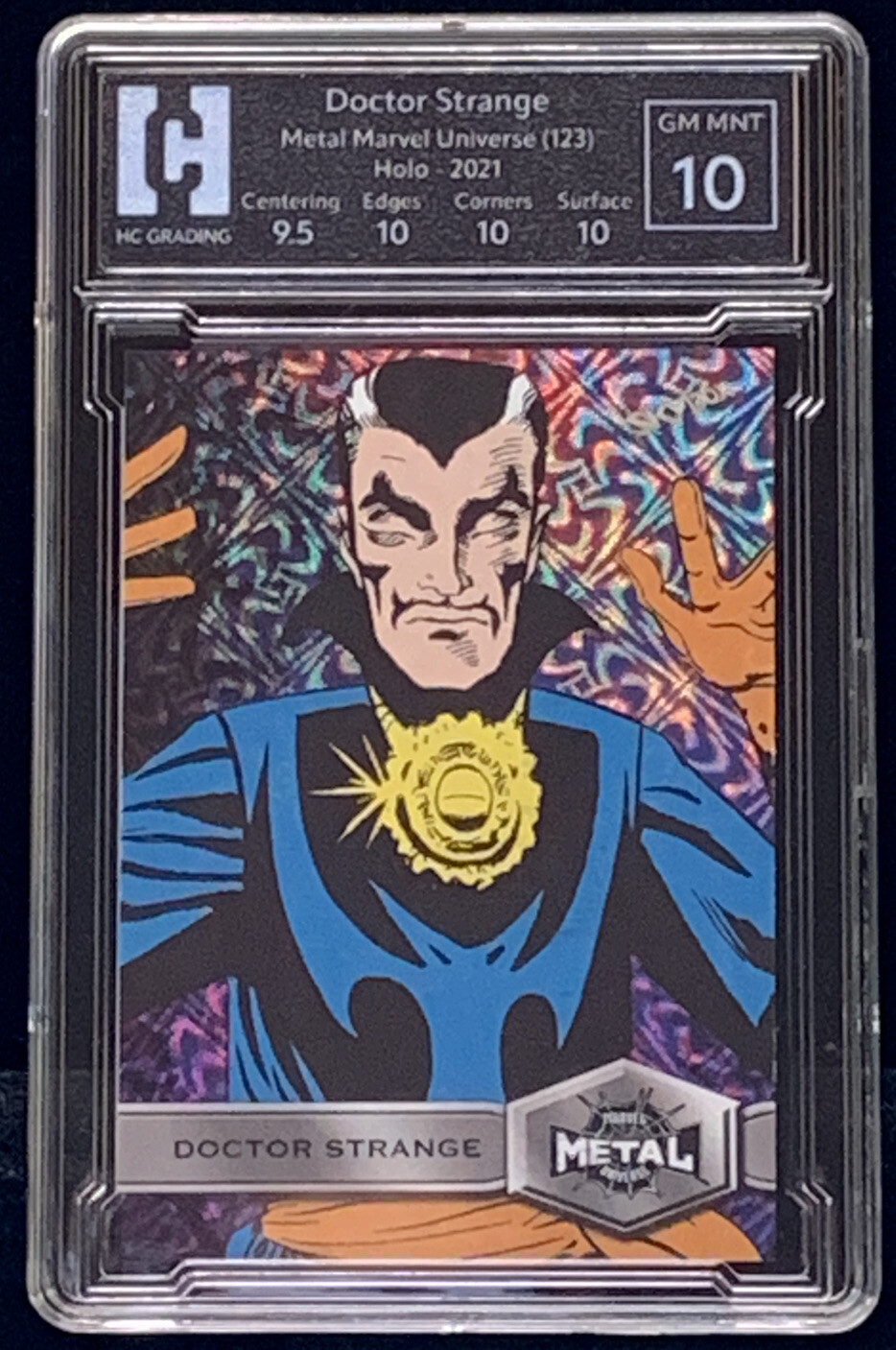 2022 Upper Deck Marvel Metal Univ Spider-Man Grandiose Dr Strange #123 Gem 10