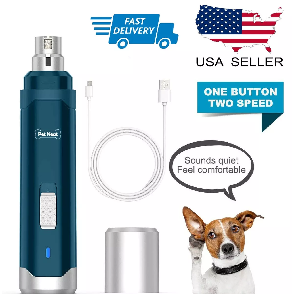 Electric Dog Nail Grinder Pet Trimmer USB Charge Clipper