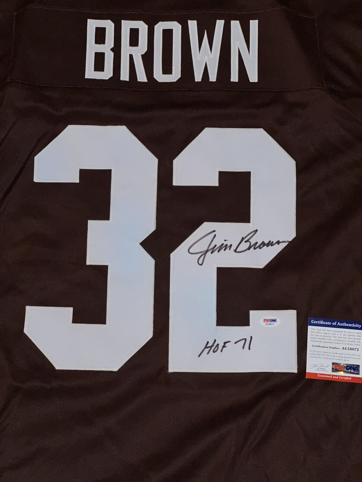 Jim Brown Autographed Signed Cleveland Browns / Custom Jersey PSA/DNA Certefied 