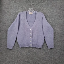 VINTAGE Skyr Cardigan Womens 36 US Small Purple Wool Blend V Neck Button Sweater