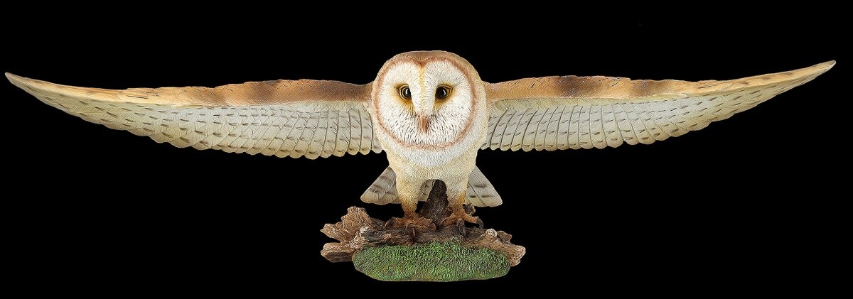 HotAnt Garden Figure Owl XXL Flying Barn Owl Bird Statue Polyresin