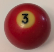 Vintage Solid Red Pool Ball 3 - Black Number - Unbranded Billiard Replacement