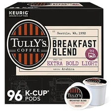 Tully's Breakfast Blend Light Roast Coffee 24 Count Keurig Compatible Pods