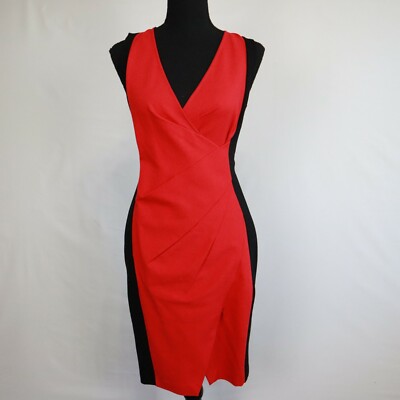 Kenneth Cole Dress Womens 0 Bodycon V-Neck Formal Party Red Black  Sleeveless NWT | eBay