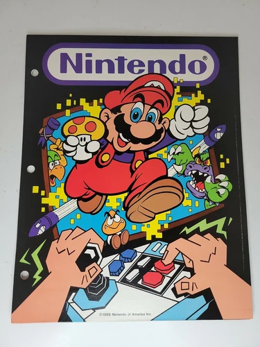 Nintendo 1988 Super Mario Bros. Rare 3 Hole Folder Rare Vintage Collectible