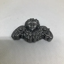 Vintage Signed Torino Angel Trinket Box Doubles As Brooch And Earrings 