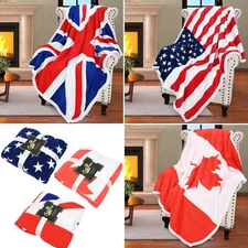 Patriotic US Flag Blanket American National Flag Throw Plush Reversible Blanket