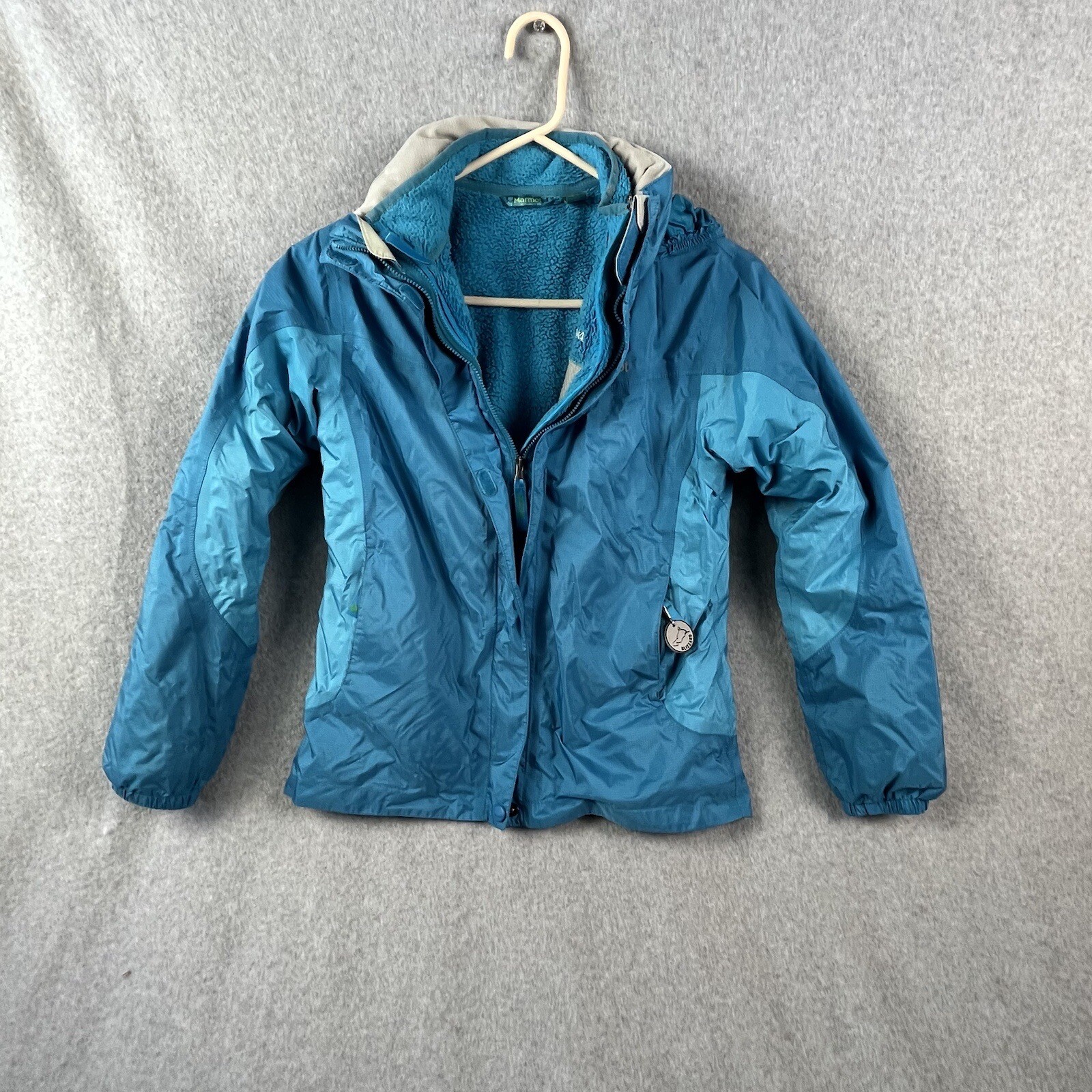 Chaqueta Marmot para niñas talla grande azul. Dos en uno
