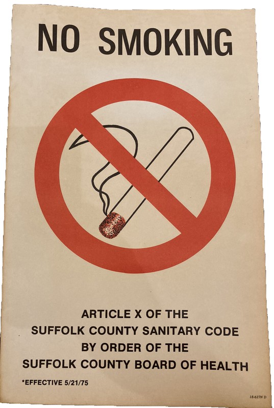 Vintage 1975 NO SMOKING Sign - SUFFOLK COUNTY BOARD OF HEALTH - BOLD Visuals! 