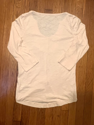 Eddie Bauer Women's Button Up Blouse Lace Shirt Peach Tan 1/4 Sleeve XS Petite - Picture 6 of 9