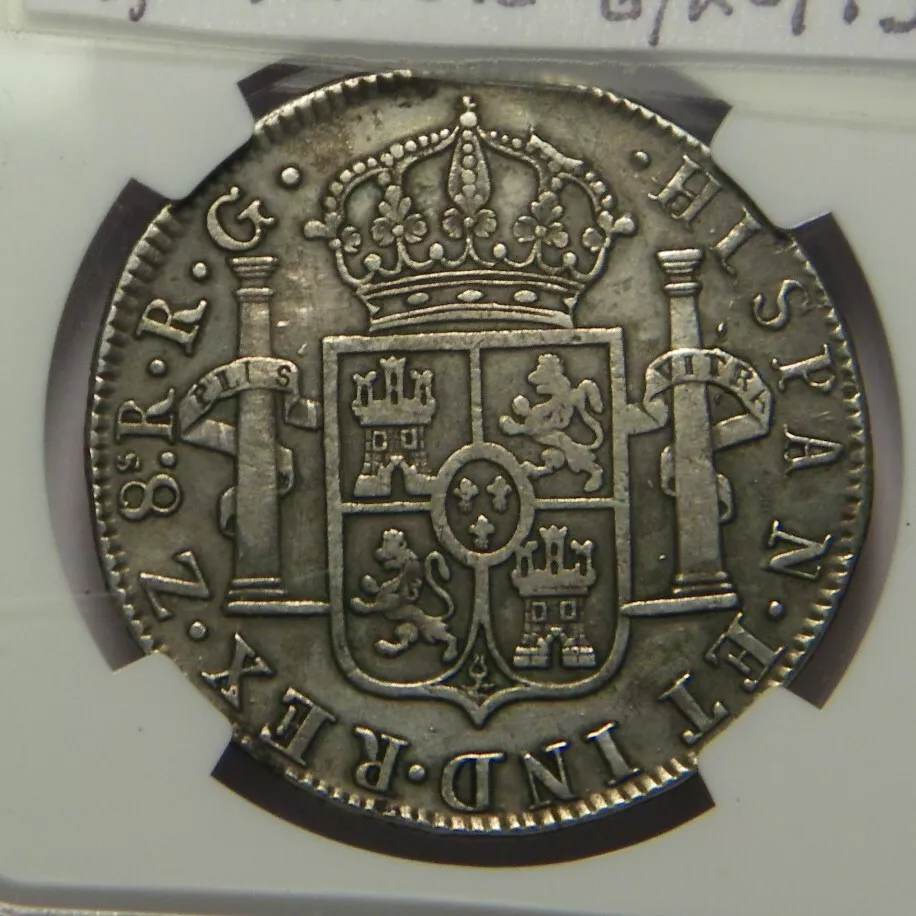 1821 RG 8 Reales:  NGC VF details:  Z 8sR:  Zacatecas Mexico Mint (RARE) - Image 3 of 4
